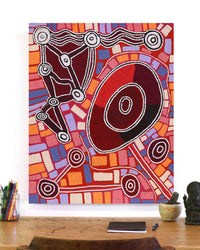 Aboriginal Artwork by Grace Napangardi Woods, Ngalyipi Jukurrpa (Snakevine Dreaming) - Mina Mina, 76x61cm