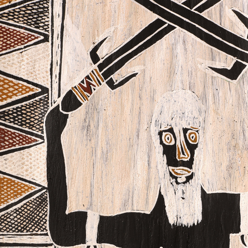 Aboriginal Artwork by Gamanarra Wunuŋmurra, Gurrumuru Birrinydji, 128x62cm Bark