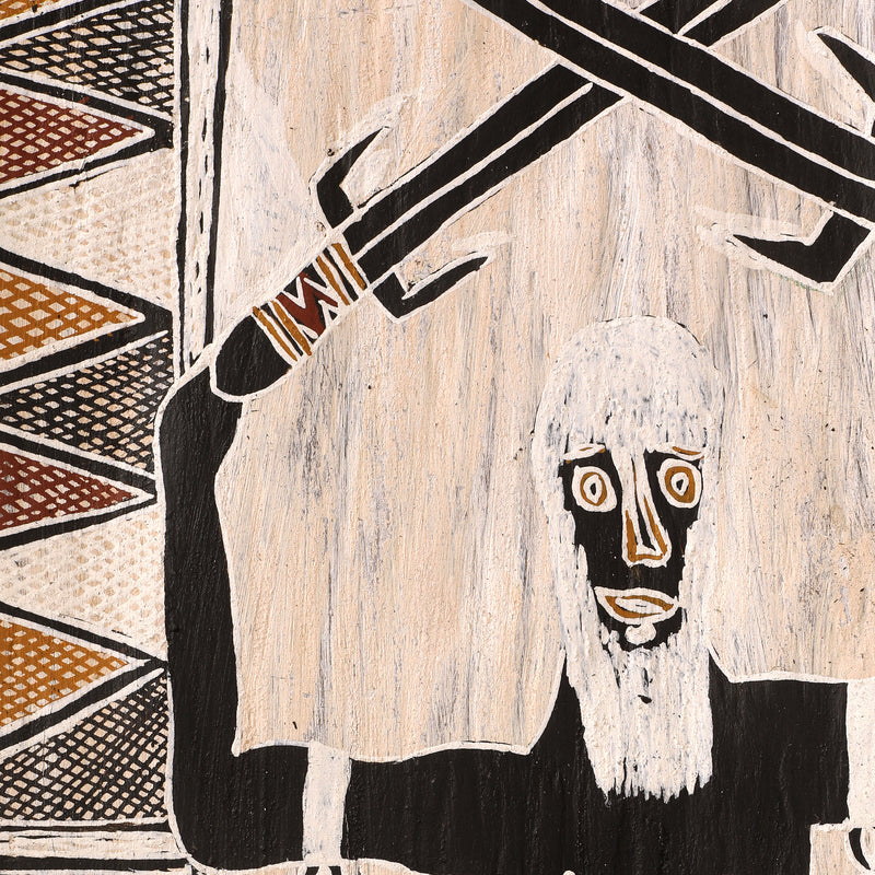 Aboriginal Artwork by Gamanarra Wunuŋmurra, Gurrumuru Birrinydji, 128x62cm Bark