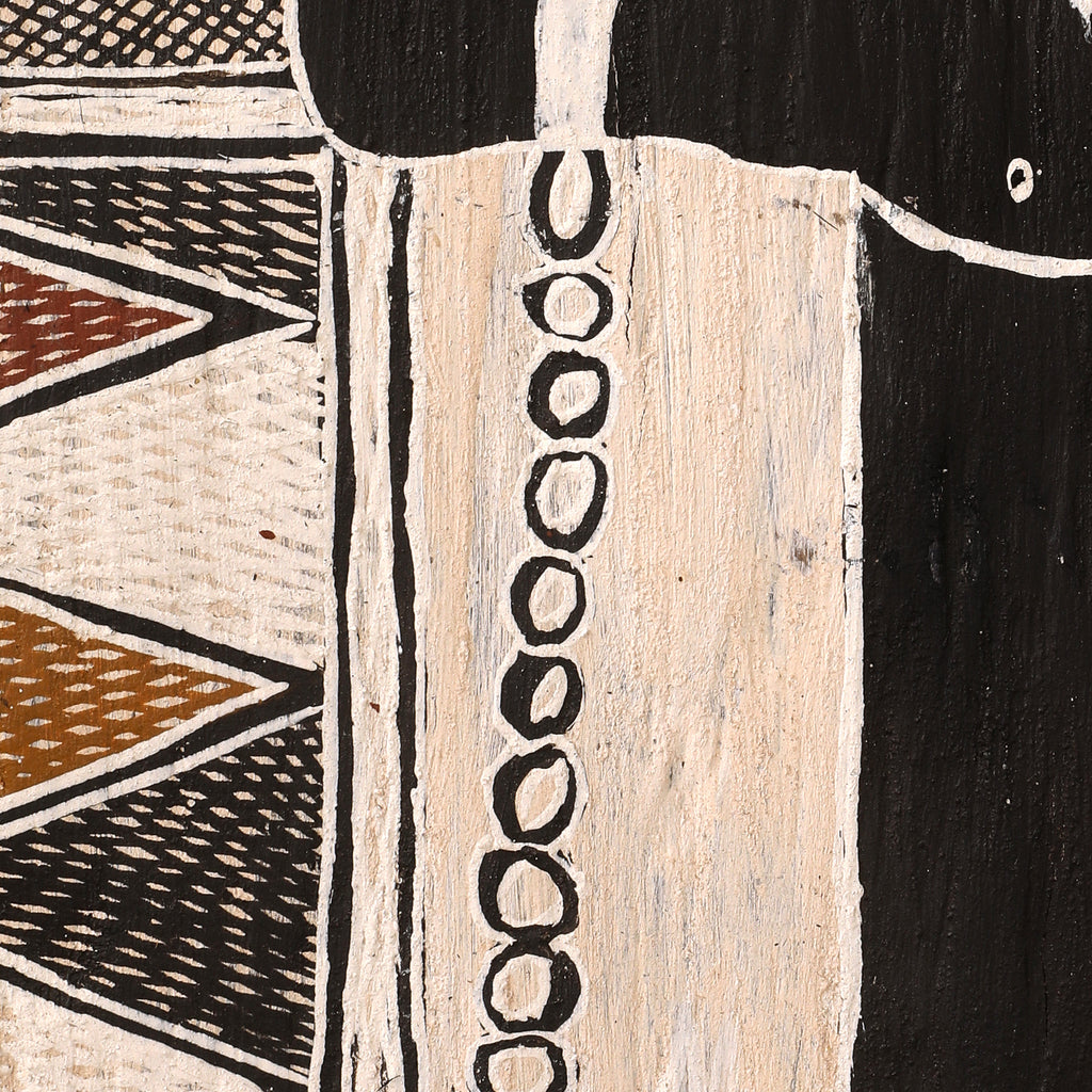 Aboriginal Artwork by Gamanarra Wunuŋmurra, Gurrumuru Birrinydji, 128x62cm Bark