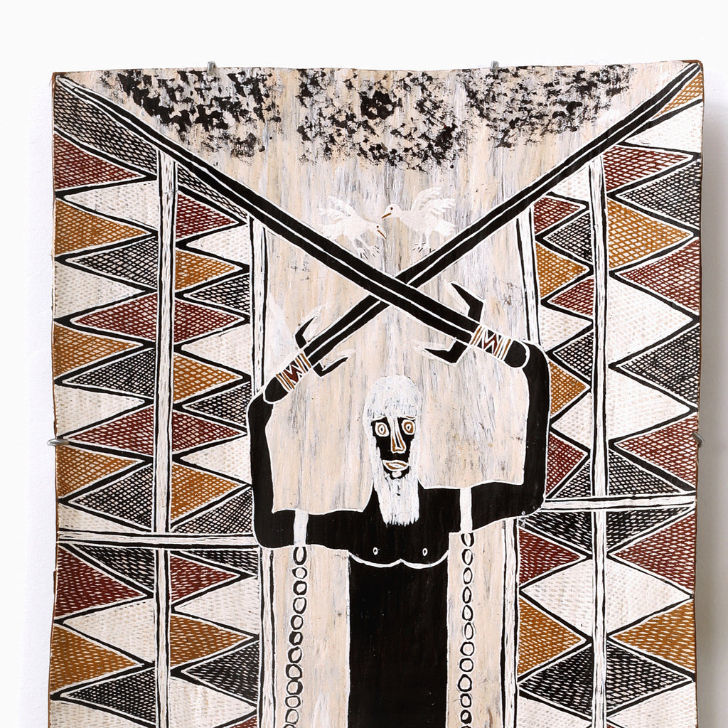 Aboriginal Art by Gamanarra Wunuŋmurra, Gurrumuru Birrinydji, 128x62cm Bark - ART ARK®
