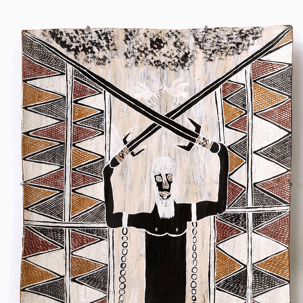 Aboriginal Artwork by Gamanarra Wunuŋmurra, Gurrumuru Birrinydji, 128x62cm Bark