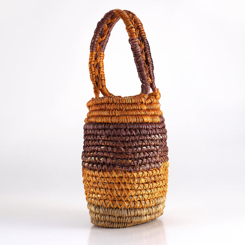 Aboriginal Artwork by Garrawarra Munyarryun, Bathi (woven basket), 42cm