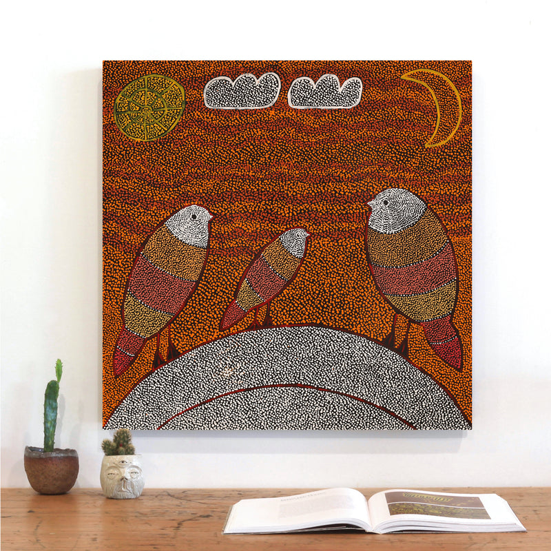 Aboriginal Artwork by Geraldine Napangardi Granites, Ngalyipi Jukurrpa (Snakevine Dreaming) - Mina Mina, 61x61cm