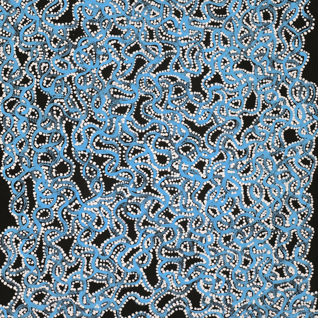 Aboriginal Artwork by Geraldine Napangardi Granites, Ngalyipi Jukurrpa (Snake Vine Dreaming) - Purturlu, 61x30cm