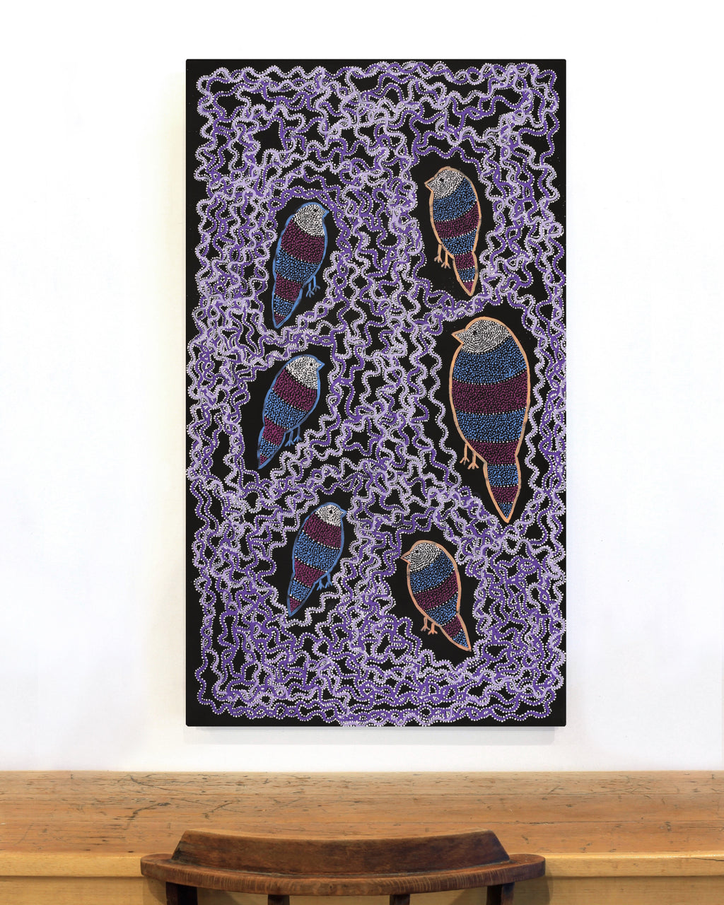 Aboriginal Artwork by Geraldine Napangardi Granites, Ngalyipi Jukurrpa (Snakevine Dreaming) - Mina Mina, 107x61cm