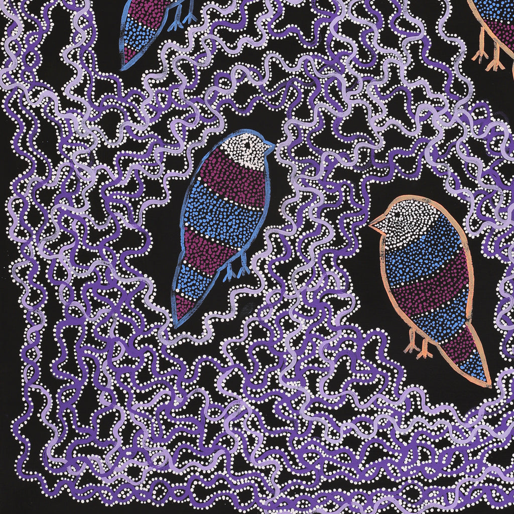 Aboriginal Artwork by Geraldine Napangardi Granites, Ngalyipi Jukurrpa (Snakevine Dreaming) - Mina Mina, 107x61cm