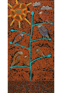 Aboriginal Artwork by Geraldine Napangardi Granites, Ngalyipi Jukurrpa (Snake Vine Dreaming) - Purturlu, 122x61cm
