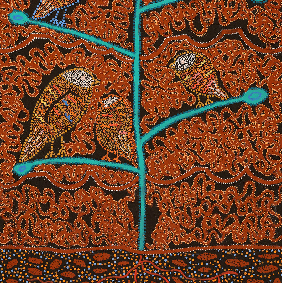 Aboriginal Artwork by Geraldine Napangardi Granites, Ngalyipi Jukurrpa (Snake Vine Dreaming) - Purturlu, 122x61cm