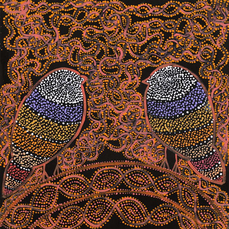 Aboriginal Artwork by Geraldine Napangardi Granites, Ngalyipi Jukurrpa (Snake Vine Dreaming) - Purturlu, 30x30cm