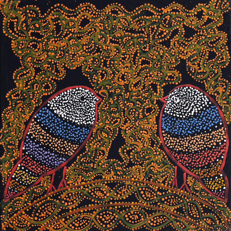 Aboriginal Artwork by Geraldine Napangardi Granites, Ngalyipi Jukurrpa (Snake Vine Dreaming) - Purturlu, 30x30cm