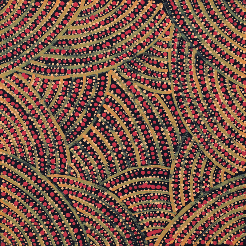 Aboriginal Artwork by Geraldine Napangardi Granites, Ngalyipi Jukurrpa (Snake Vine Dreaming) - Purturlu, 30x30cm