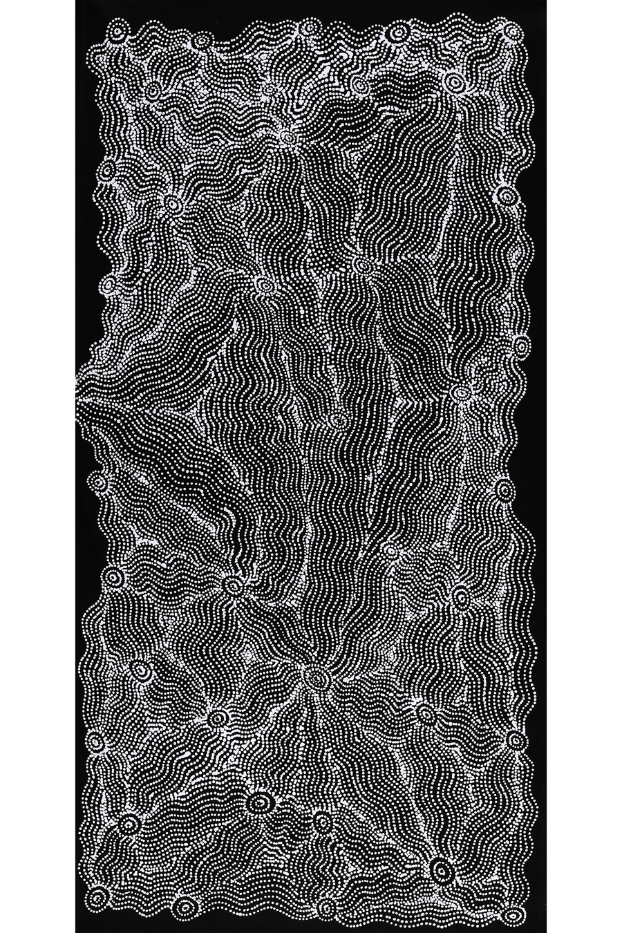 Aboriginal Artwork by Geraldine Napangardi Granites, Ngalyipi Jukurrpa (Snakevine Dreaming) - Mina Mina, 91x46cm