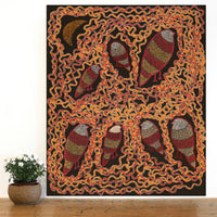 Aboriginal Art by Geraldine Napangardi Granites, Ngalyipi Jukurrpa (Snakevine Dreaming) - Mina Mina, 91x76cm - ART ARK®