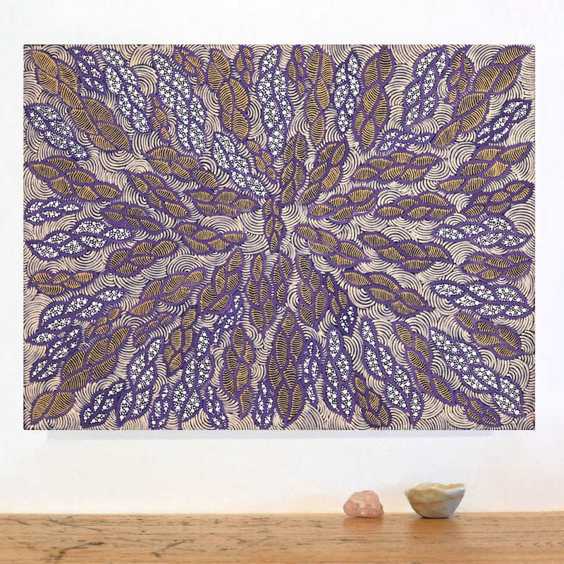 Aboriginal Artwork by Geraldine Napurrurla Langdon, Ngurlu Jukurrpa (Native Seed Dreaming), 61x46cm