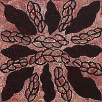 Aboriginal Artwork by Geraldine Napurrurla Langdon, Ngurlu Jukurrpa (Native Seed Dreaming), 30x30cm