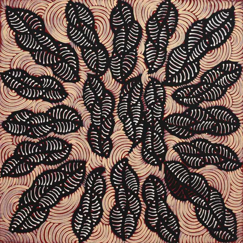 Aboriginal Artwork by Geraldine Napurrurla Langdon, Ngurlu Jukurrpa (Native Seed Dreaming), 30x30cm