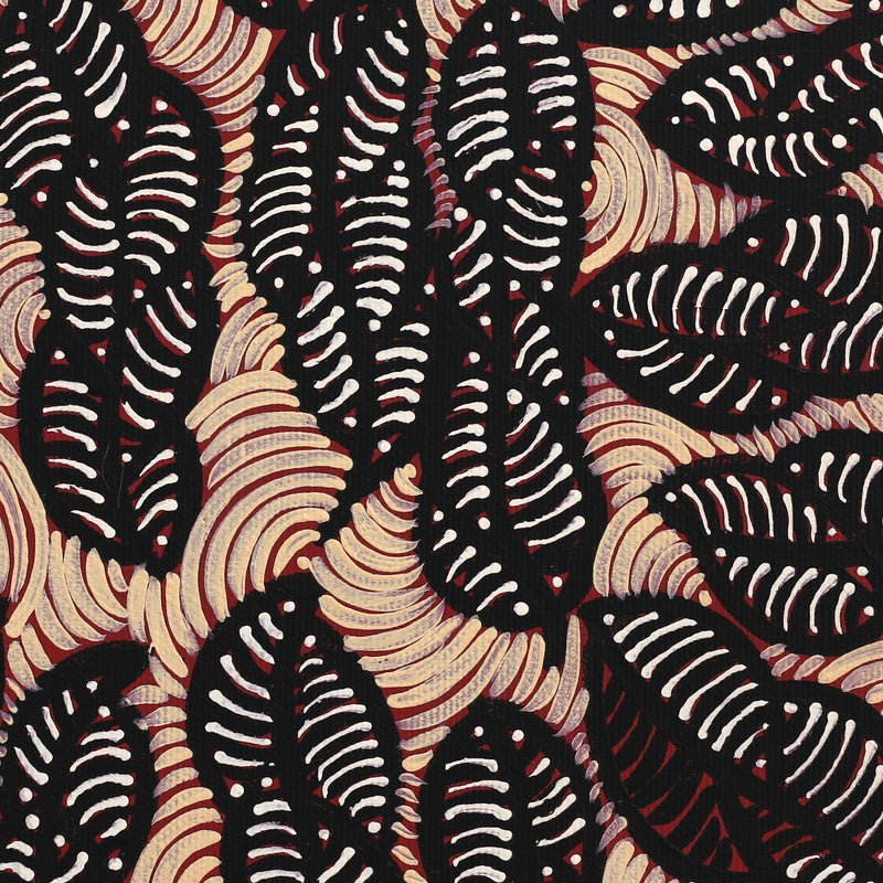 Aboriginal Artwork by Geraldine Napurrurla Langdon, Ngurlu Jukurrpa (Native Seed Dreaming), 30x30cm