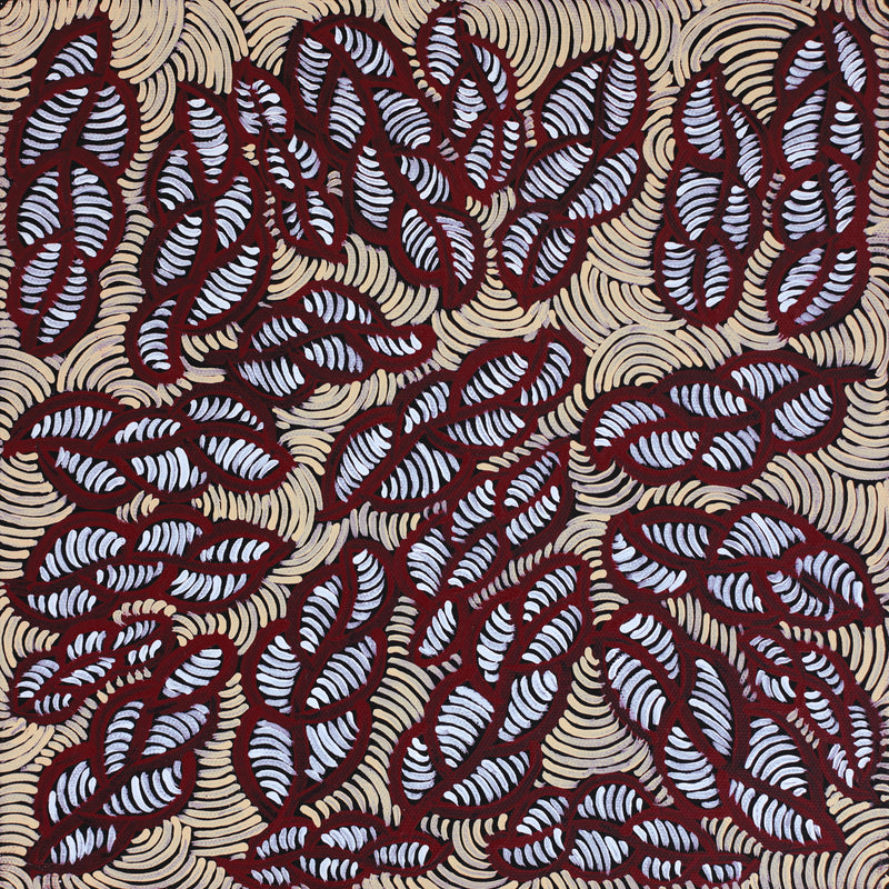 Aboriginal Artwork by Geraldine Napurrurla Langdon, Ngurlu Jukurrpa (Native Seed Dreaming), 30x30cm