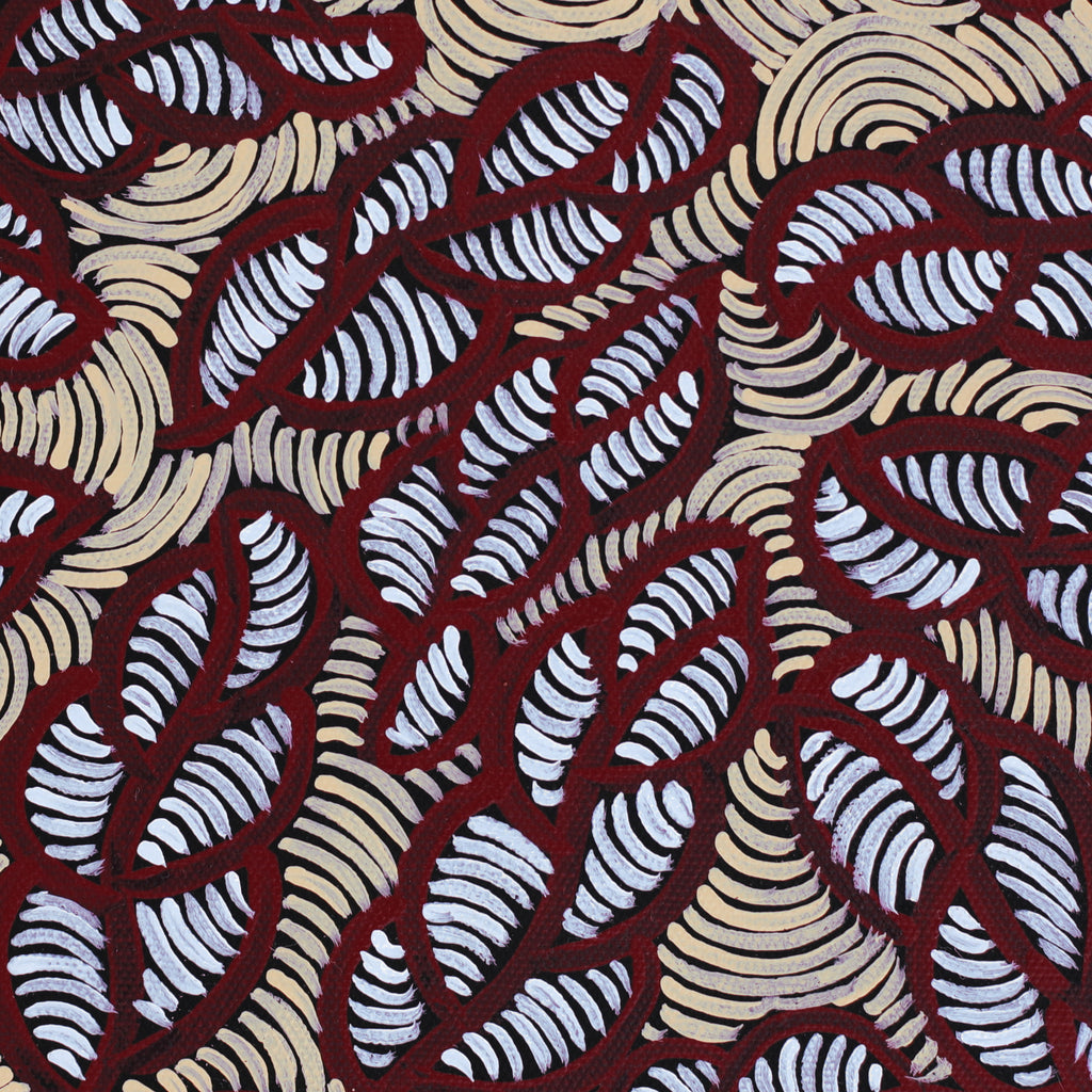 Aboriginal Artwork by Geraldine Napurrurla Langdon, Ngurlu Jukurrpa (Native Seed Dreaming), 30x30cm