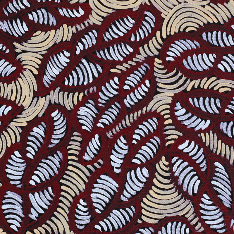 Aboriginal Artwork by Geraldine Napurrurla Langdon, Ngurlu Jukurrpa (Native Seed Dreaming), 30x30cm