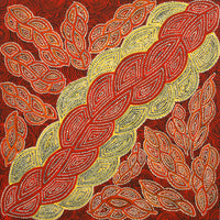 Aboriginal Artwork by Geraldine Napurrurla Langdon, Ngurlu Jukurrpa (Native Seed Dreaming), 40x40cm