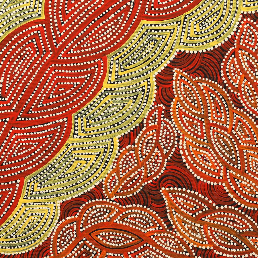 Aboriginal Artwork by Geraldine Napurrurla Langdon, Ngurlu Jukurrpa (Native Seed Dreaming), 40x40cm