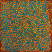 Aboriginal Artwork by Geraldine Napurrurla Langdon, Ngurlu Jukurrpa (Native Seed Dreaming), 61x61cm