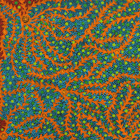 Aboriginal Artwork by Geraldine Napurrurla Langdon, Ngurlu Jukurrpa (Native Seed Dreaming), 61x61cm
