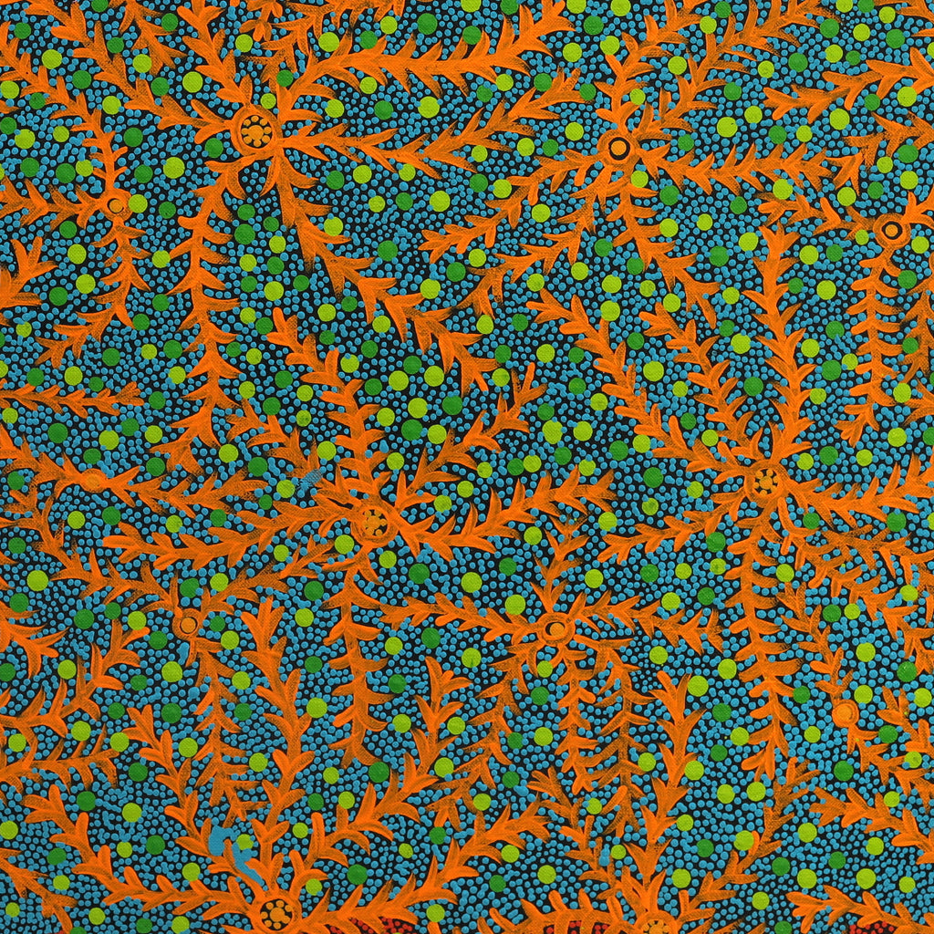 Aboriginal Artwork by Geraldine Napurrurla Langdon, Ngurlu Jukurrpa (Native Seed Dreaming), 61x61cm