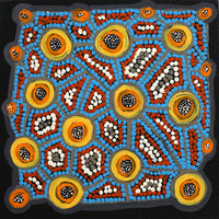 Aboriginal Artwork by Geraldine Napurrurla Wilson, Yawakiyi Jukurrpa (Native Currant Dreaming), 30x30cm