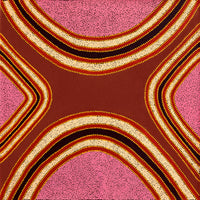 Aboriginal Artwork by Gina Nangala Sunfly, Mulupuku Jukurrpa (Native Grass Seed Dreaming), 91x91cm