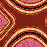 Aboriginal Artwork by Gina Nangala Sunfly, Mulupuku Jukurrpa (Native Grass Seed Dreaming), 91x91cm