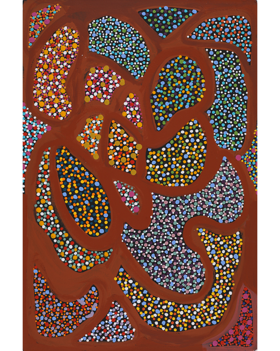 Aboriginal Artwork by Gladys Kuru Bidu, Linyji (Claypan), 91x61cm