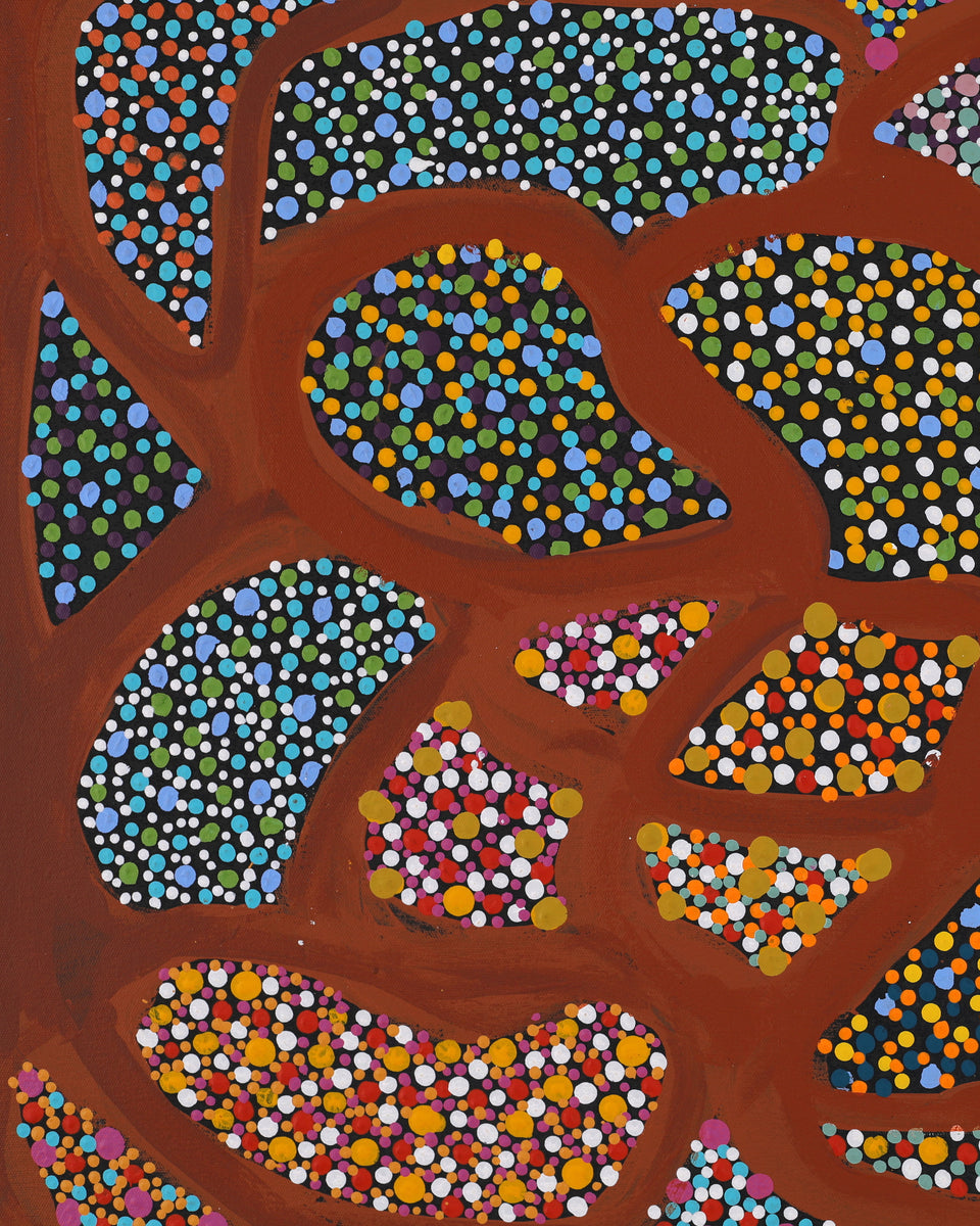 Aboriginal Artwork by Gladys Kuru Bidu, Linyji (Claypan), 91x61cm
