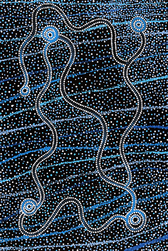 Aboriginal Artwork by Glenda Napanangka Martin, Ngapa Jukurrpa (Water Dreaming) - Puyurru, 91x61cm