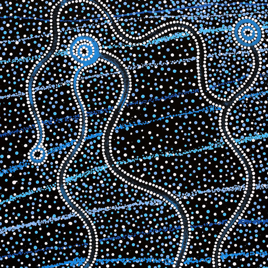 Aboriginal Artwork by Glenda Napanangka Martin, Ngapa Jukurrpa (Water Dreaming) - Puyurru, 91x61cm