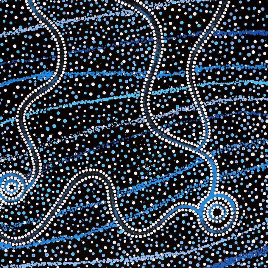 Aboriginal Artwork by Glenda Napanangka Martin, Ngapa Jukurrpa (Water Dreaming) - Puyurru, 91x61cm