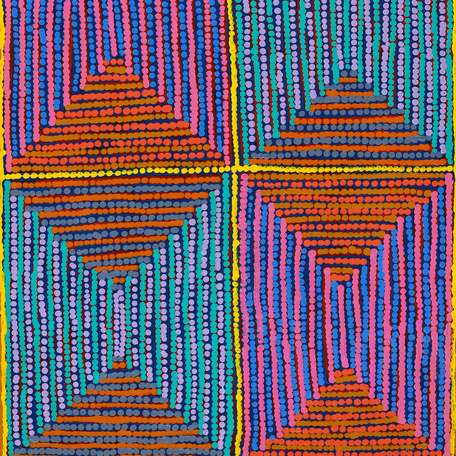 Aboriginal Artwork by Gloria Napangardi Gill, Lukarrara Jukurrpa, 122x46cm