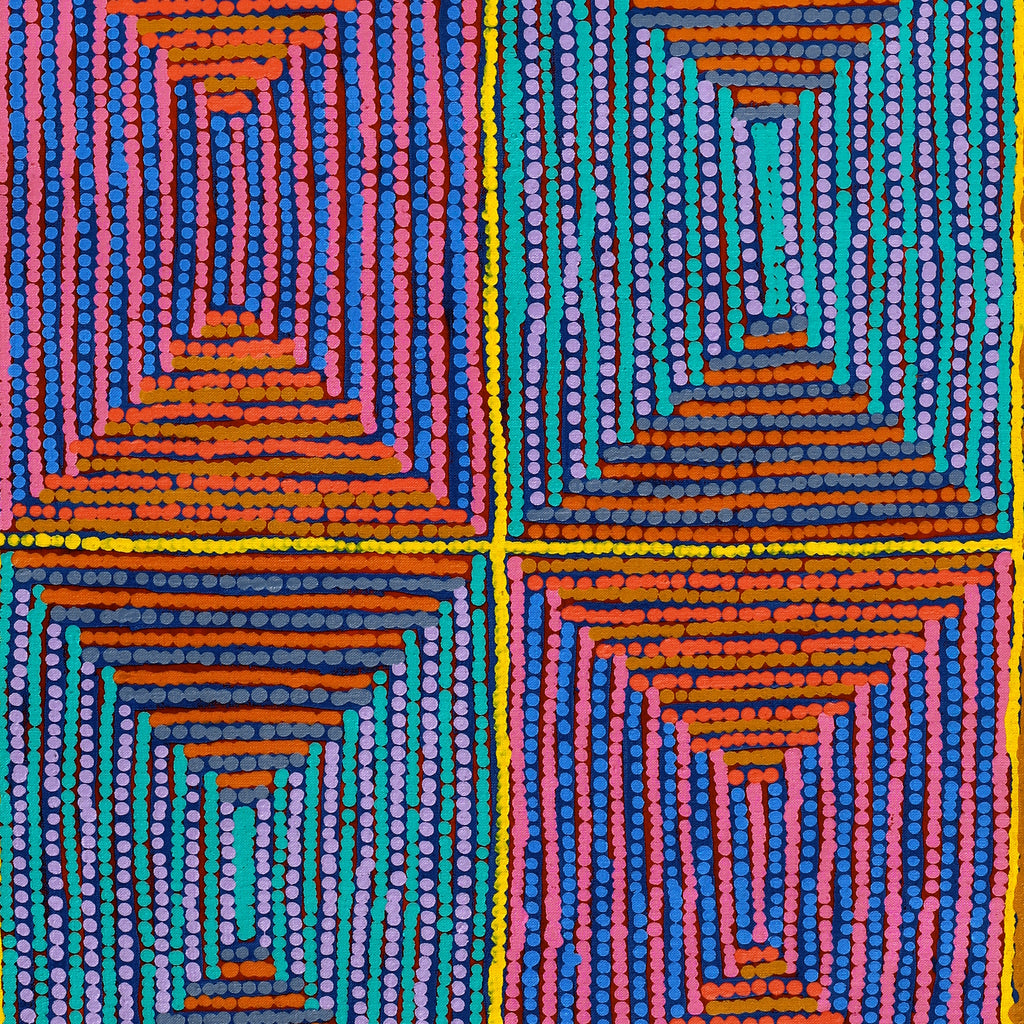 Aboriginal Artwork by Gloria Napangardi Gill, Lukarrara Jukurrpa, 122x46cm