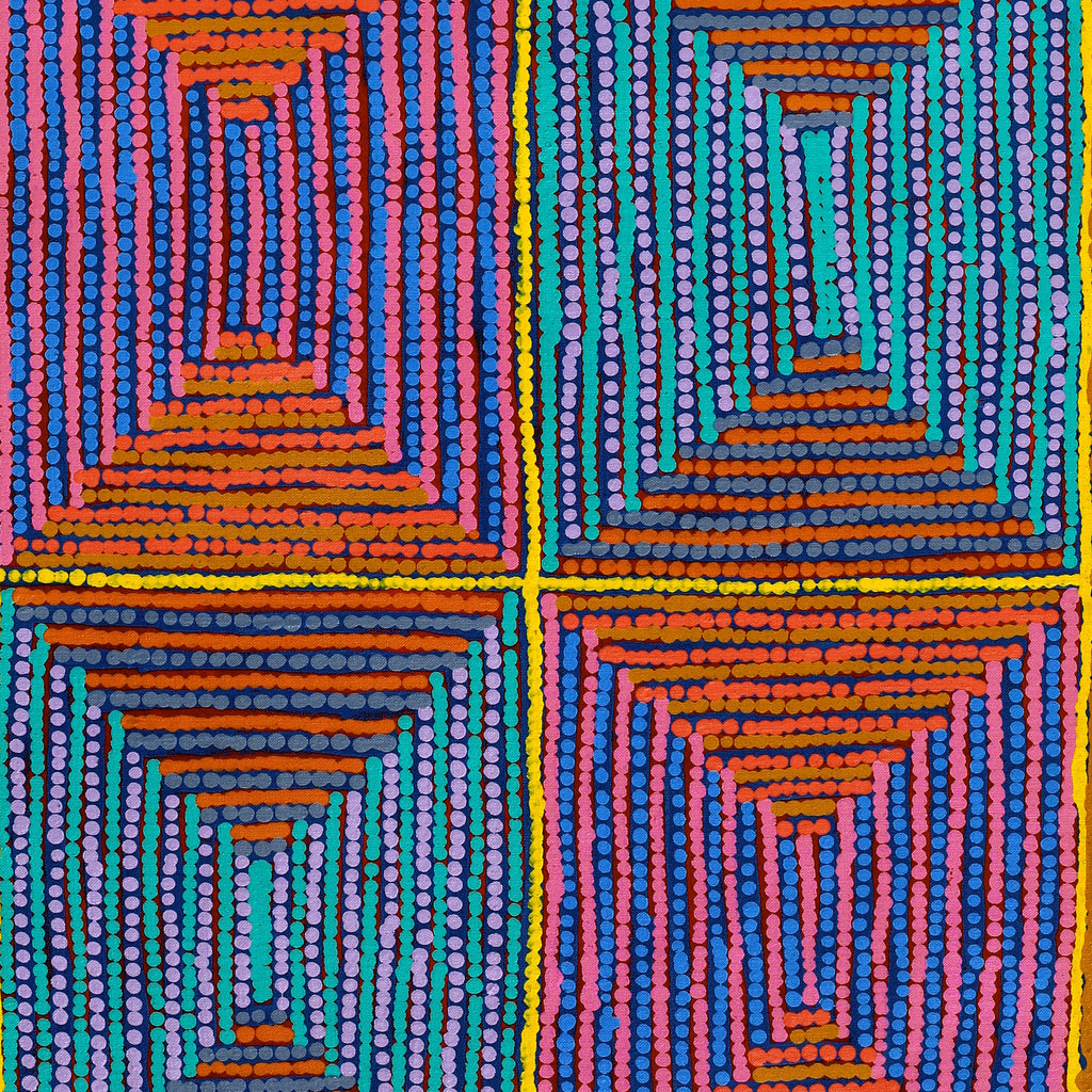 Aboriginal Artwork by Gloria Napangardi Gill, Lukarrara Jukurrpa, 122x46cm - ART ARK®