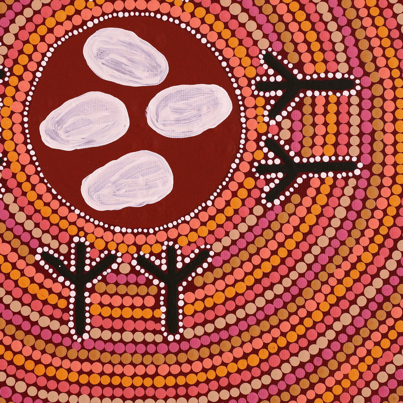 Aboriginal Artwork by Glorine Nungarrayi Martin, Warlawurru Jukurrpa (Wedge-tailed Eagle Dreaming) - Wakurlpa & Yuwarli, 30x30cm