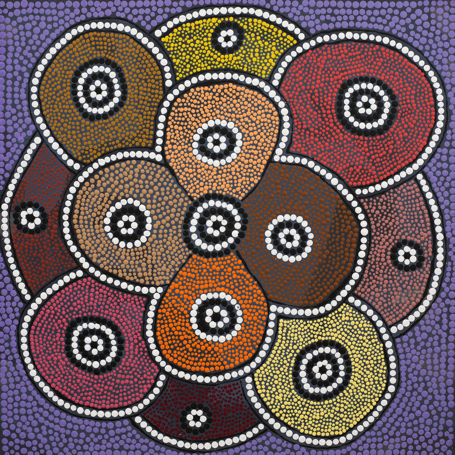Aboriginal Artwork by Glorine Nungarrayi Martin, Karnta Jukurrpa (Womens Dreaming), 40x40cm