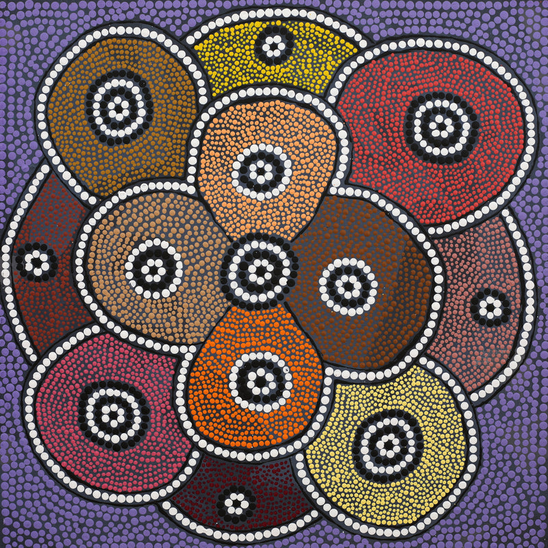 Aboriginal Artwork by Glorine Nungarrayi Martin, Karnta Jukurrpa (Womens Dreaming), 40x40cm
