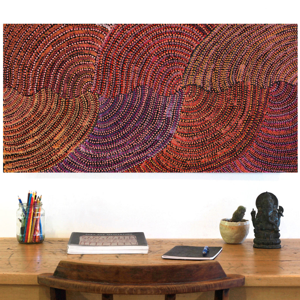 Aboriginal Artwork by Grace Napangardi Butcher, Pikilyi Jukurrpa (Vaughan Springs Dreaming), 91x46cm