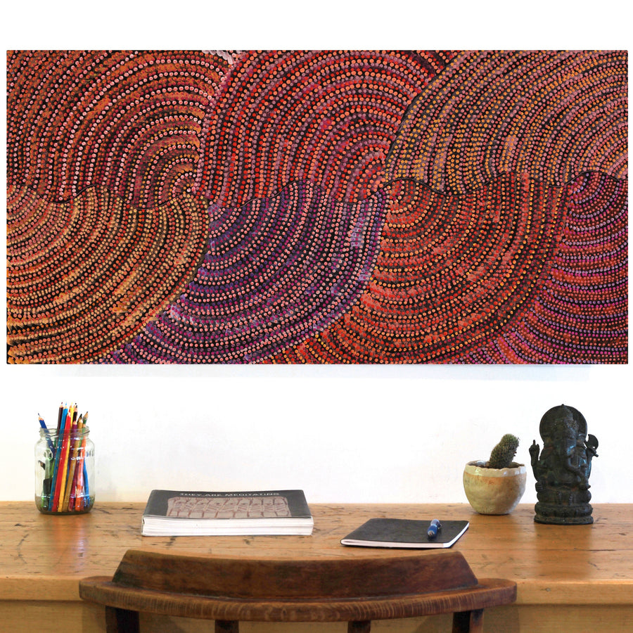 Aboriginal Artwork by Grace Napangardi Butcher, Pikilyi Jukurrpa (Vaughan Springs Dreaming), 91x46cm