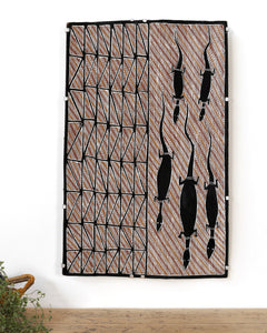 Aboriginal Artwork by Greg Wilson, Gulach (Spike rush), 82x51cm Bark - ART ARK®