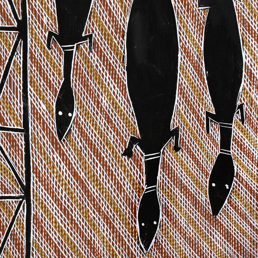 Aboriginal Artwork by Greg Wilson, Gulach (Spike rush), 82x51cm Bark