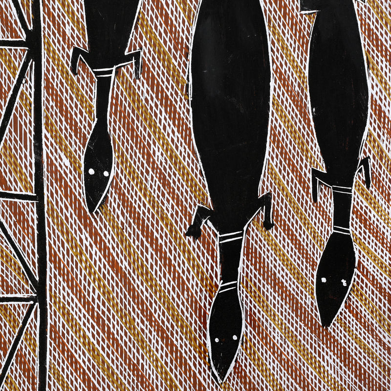 Aboriginal Artwork by Greg Wilson, Gulach (Spike rush), 82x51cm Bark