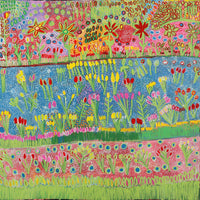 Aboriginal Artwork by Gwenneth Blitner, Long Billabong, 100x100cm